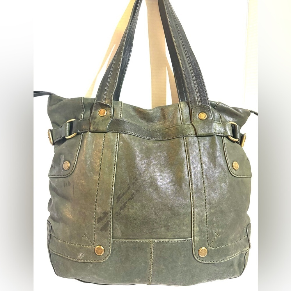 Green Leather Tote Bag